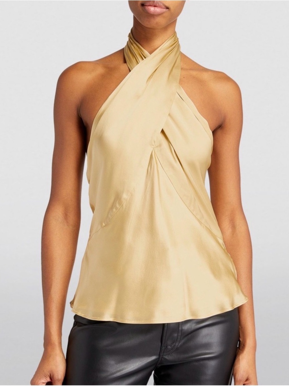 NEW L'AGENCE letitia twist neck top in marzipan Size M